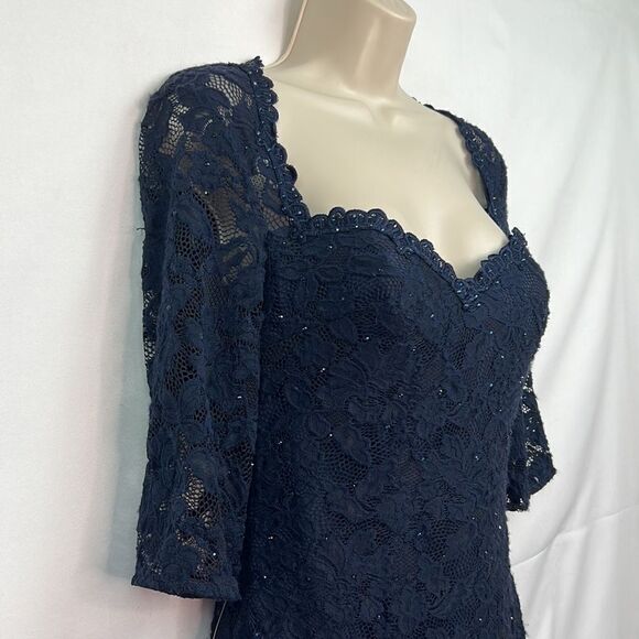 La Femme Lace and sequins formal midi dress size 8 - Picture 5 of 15